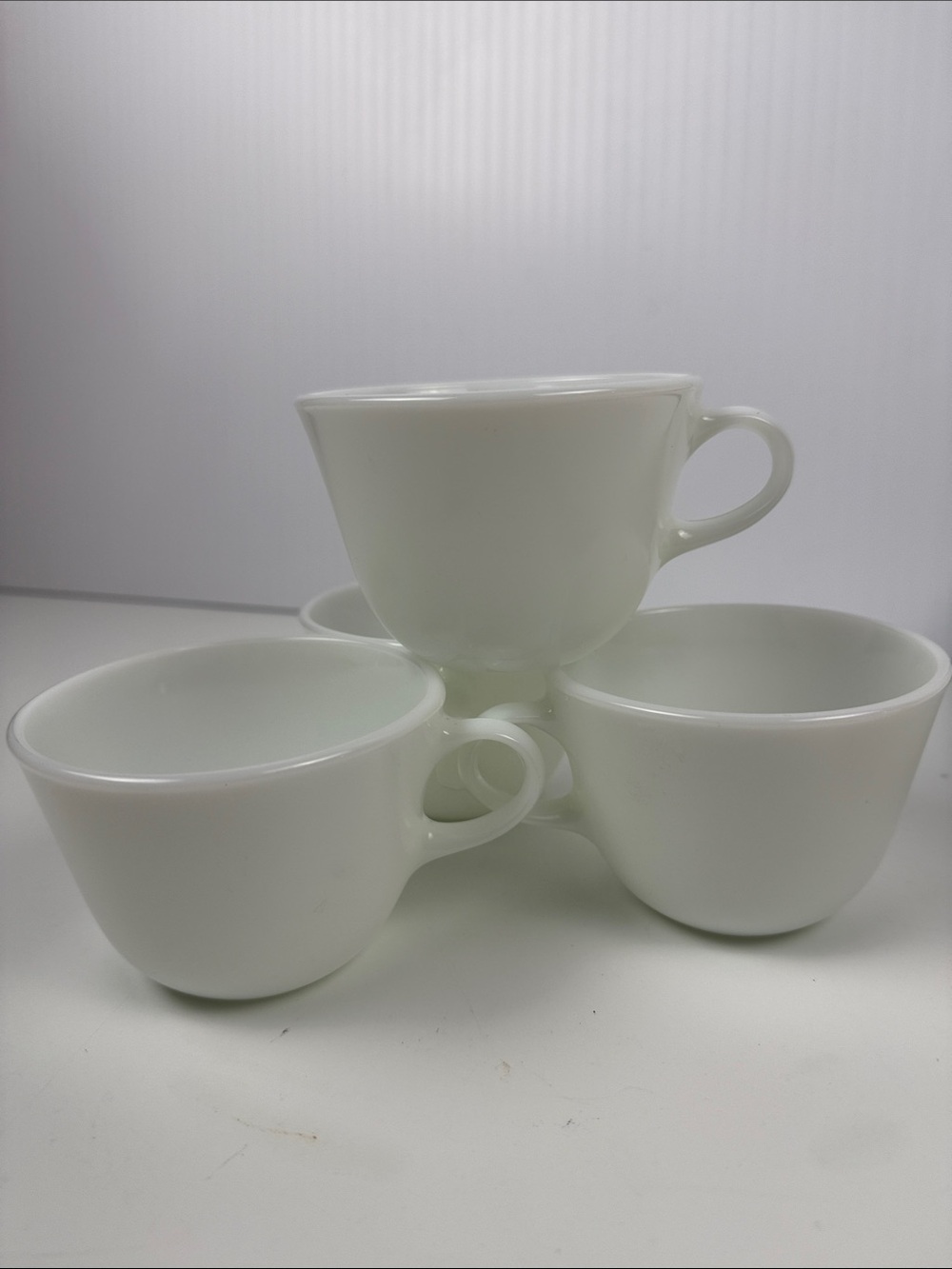Pyrex White Milk Glass Coffee Cups - Set of 4